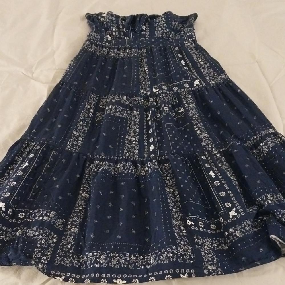 Universal Thread Navy Bandana Print Maxi Sundress with Smocked Waist